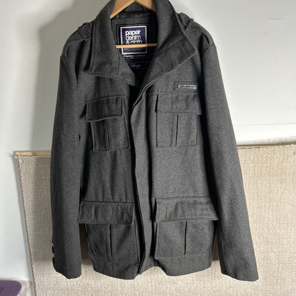 Paper Denim & Cloth Men's Gray‎ Coat Size Large